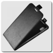 Вертикальный Чехол Книжка Флип Вниз для Samsung Galaxy A10 с карманом для карт Черный