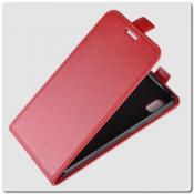 Купить Вертикальный Чехол Книжка Флип Вниз для Samsung Galaxy A10 с карманом для карт Красный на Apple-Land.ru