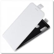 Вертикальный Чехол Книжка Флип Вниз для Samsung Galaxy A40 с карманом для карт Белый