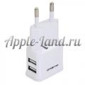 Купить Сетевое зарядное устройство 2 USB - 1А-2.1А Dream Белое на Apple-Land.ru
