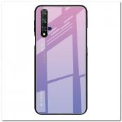 Купить Защитный Чехол Gradient Color из Стекла и Силикона для Huawei Honor 20 Фиолетовый / Розовый на Apple-Land.ru