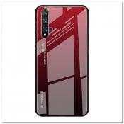 Купить Защитный Чехол Gradient Color из Стекла и Силикона для Huawei Honor 20 Красный / Черный на Apple-Land.ru