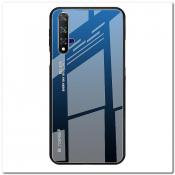 Купить Защитный Чехол Gradient Color из Стекла и Силикона для Huawei Honor 20 Синий / Черный на Apple-Land.ru