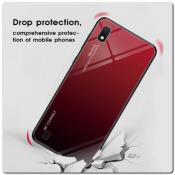 Защитный Чехол Gradient Color из Стекла и Силикона для Samsung Galaxy A10 Красный