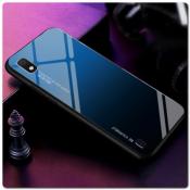 Купить Защитный Чехол Gradient Color из Стекла и Силикона для Samsung Galaxy A10 Синий / Черный на Apple-Land.ru