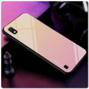 Защитный Чехол Gradient Color из Стекла и Силикона для Samsung Galaxy A10 Золотой / Розовый