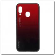 Купить Защитный Чехол Gradient Color из Стекла и Силикона для Samsung Galaxy A40 Красный / Черный на Apple-Land.ru