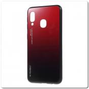 Защитный Чехол Gradient Color из Стекла и Силикона для Samsung Galaxy A40 Красный / Черный