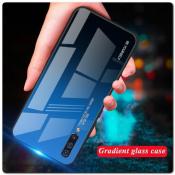 Защитный Чехол Gradient Color из Стекла и Силикона для Samsung Galaxy A50 Синий / Черный