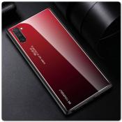 Купить Защитный Чехол Gradient Color из Стекла и Силикона для Samsung Galaxy Note 10 Красный / Черный на Apple-Land.ru