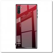 Защитный Чехол Gradient Color из Стекла и Силикона для Samsung Galaxy Note 10 Красный / Черный