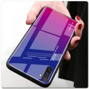 Защитный Чехол Gradient Color из Стекла и Силикона для Samsung Galaxy Note 10 Синий / Черный