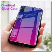 Защитный Чехол Gradient Color из Стекла и Силикона для Samsung Galaxy Note 10 Синий / Розовый