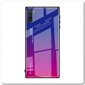 Купить Защитный Чехол Gradient Color из Стекла и Силикона для Samsung Galaxy Note 10 Синий / Розовый на Apple-Land.ru