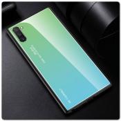 Защитный Чехол Gradient Color из Стекла и Силикона для Samsung Galaxy Note 10 Зеленый