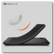 Защитный Матовый Carbon Силиконовый Чехол для Samsung Galaxy A10 Черный