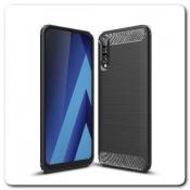 Защитный Матовый Carbon Силиконовый Чехол для Samsung Galaxy A50 Черный