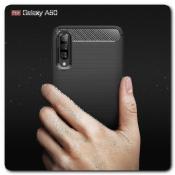 Защитный Матовый Carbon Силиконовый Чехол для Samsung Galaxy A50 Черный