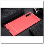 Защитный Матовый Carbon Силиконовый Чехол для Samsung Galaxy Note 10 Красный