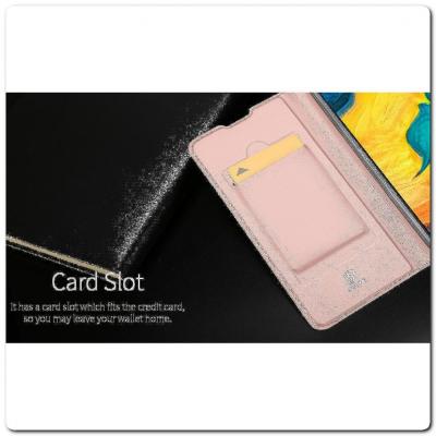 Тонкий Чехол Книжка DUX DUCIS из Гладкой Искусственной Кожи для Samsung Galaxy A30 Ярко-Розовый
