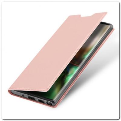 Тонкий Чехол Книжка DUX DUCIS из Гладкой Искусственной Кожи для Samsung Galaxy Note 10+ / Note 10 Plus Ярко-Розовый