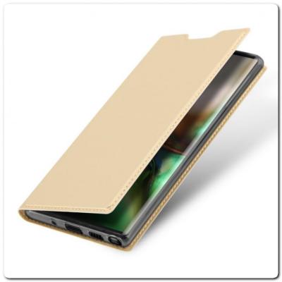 Тонкий Чехол Книжка DUX DUCIS из Гладкой Искусственной Кожи для Samsung Galaxy Note 10+ / Note 10 Plus Золотой