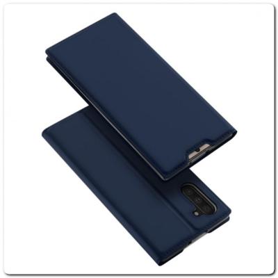 Тонкий Чехол Книжка DUX DUCIS из Гладкой Искусственной Кожи для Samsung Galaxy Note 10 Синий