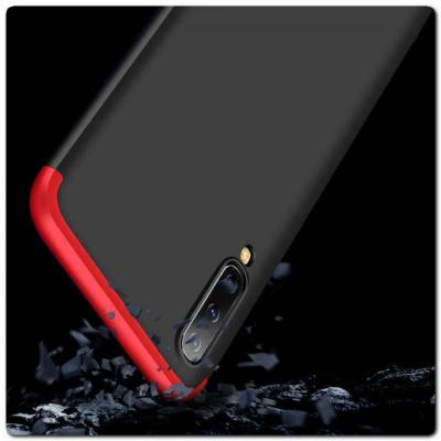 Тройной Съемный Пластиковый Чехол GKK 360° для Samsung Galaxy A50 Красный / Черный