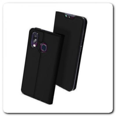 Вертикальный Чехол Книжка Флип Вниз для Samsung Galaxy A40 с карманом для карт Черный