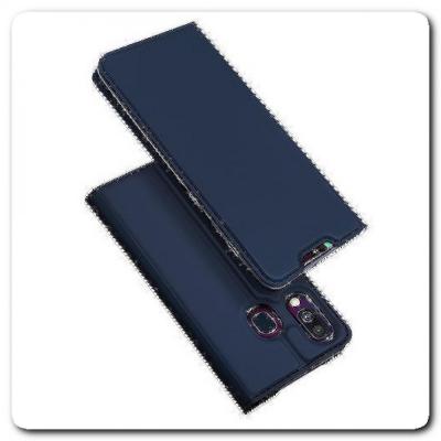 Вертикальный Чехол Книжка Флип Вниз для Samsung Galaxy A40 с карманом для карт Синий
