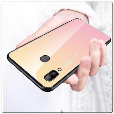 Защитный Чехол Gradient Color из Стекла и Силикона для Samsung Galaxy A30 / Galaxy A20 Золотой / Розовый