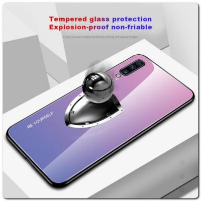 Защитный Чехол Gradient Color из Стекла и Силикона для Samsung Galaxy A70 Золотой / Розовый