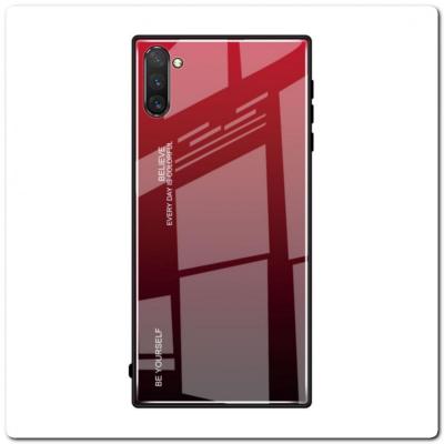 Защитный Чехол Gradient Color из Стекла и Силикона для Samsung Galaxy Note 10 Красный / Черный