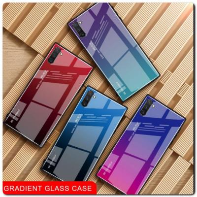 Защитный Чехол Gradient Color из Стекла и Силикона для Samsung Galaxy Note 10+ / Note 10 Plus Розовый