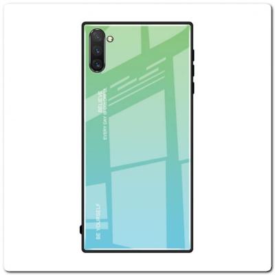 Защитный Чехол Gradient Color из Стекла и Силикона для Samsung Galaxy Note 10 Зеленый
