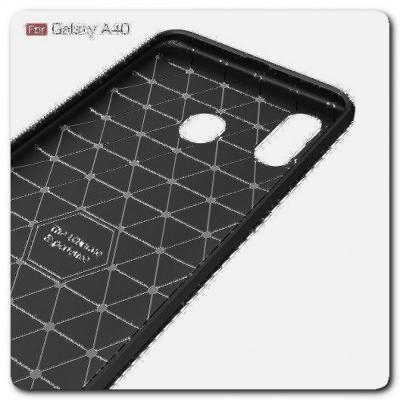 Защитный Матовый Carbon Силиконовый Чехол для Samsung Galaxy A40 Черный