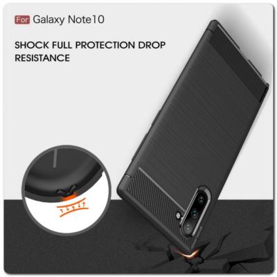 Защитный Матовый Carbon Силиконовый Чехол для Samsung Galaxy Note 10 Черный