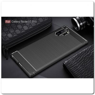 Защитный Матовый Carbon Силиконовый Чехол для Samsung Galaxy Note 10+ / Note 10 Plus Черный